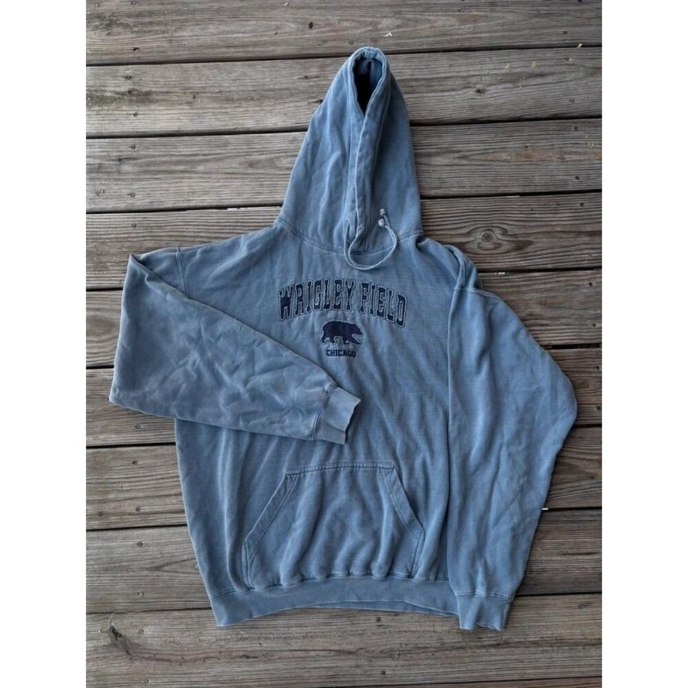 US Vintage Chicago Cubs Wrigley Field Blue/Gray Washed Style Hoodie